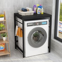 건조기거치대 철 앵글 세탁기렉 드럼세탁기 선반 발코니 바닥건조기 위 식기세척기 세탁액 이, 07 블랙 홀더+블랙 노 가드