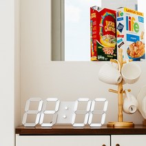 코지타임 3D LED벽시계 거실 인테리어 리모컨 38CM 대형, 화이트