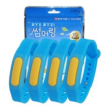 일양약품 썸머링 블루x4개 버그 손목 천연향 밴드 캠핑 야외 팔찌 퇴치 제 기피제, 4개, 18g