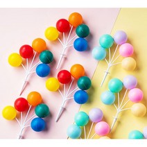 오색풍선토퍼 케이크 풍선장식 벌룬토퍼 생일케이크 데코픽, 레인보우