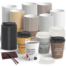미국발송 Dessie 뚜껑이 있는 일회용 커피 컵 100개 355ml(12온스) 뚜껑과 젓개가 있는 To Go 커피 종이컵 뚜껑이 있는 동기 부여 커피 컵 355ml(12온스, Youve Got This