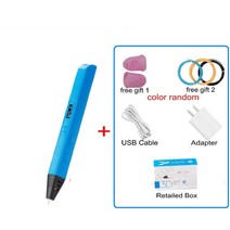 OLED 디스플레이 3D 프린팅 펜 RP800A 두들링 아트 크래프트 제작 교육 완구용 전문 드로잉, blue_USA adapter