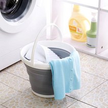 (코어무역) 접이식 물통 설거지통 10리터 양동이 휴대용 바스켓 캠핑 세차 낚시 원예 욕실 다용도, 블루