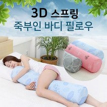 3D 스프링 죽부인 바디 필로우 분리형 커버 원형 쿠션 시원한 소재 쿨 베개 롱 배게 세탁 가능 여름 숙면 추천 후기 [로코스샵 홈쇼핑], 3D.스.프.링.죽.부.인.바.디.필.로.우_체크_블루
