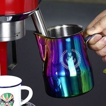 우유스팀기 우유 스티머 우유 Frothing 투수 커피 컵 카푸치노 스팀 Frother 에스 프레소 기계, 04 colorful 500ml