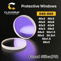 최신형 레이저 각인기 Cloudray-레이저 보호 윈도우 d40-d60 시리즈 석영 융합 실리카 섬유 절단 용접 기, 04 40 x 8mm