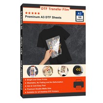 3D프린터 프리미엄 DTF 전사 필름 더블 매트 PET 열 티셔츠 인쇄용 섬유 A3 (11.7 인치 x 16.5 +(19, 한개옵션1, 06 A3 Plus 100 sheets