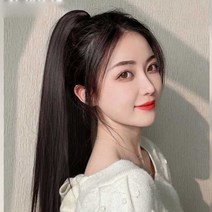미즈코스 긴 생머리 포니테일 집게 가발 묶음머리 붙임머리 집게핀 부분, 다크브라운-40cm