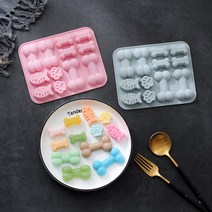 강아지 간식 만들기 실리콘 몰드 발바닥 붕어빵 뼈다귀 쿠키 커터 베이킹 틀, 그레이