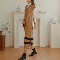 에브리나나 / 옥스퍼드 꽈배기 롱니트조끼원피스