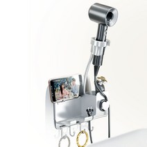 예블리홈 무타공 벽부착 설치 수납 헤어드라이기 거치대 드라이기걸이, 드라이기 거치대 홀더_블랙, 1개