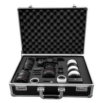 dslr 렌즈 알루미늄 장비 충격방지 카메라 하드케이스, 중형 + 잠금장치