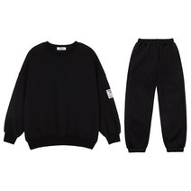 크로젬 주니어 남녀공용 기모 슬리브 패치워크 오버핏 맨투맨 트레이닝 세트 CRZSTJ 156