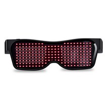 앱 제어 블루투스 Led 파티 안경 맞춤형 언어 USB 충전 깜박이 빛나는 안경 크리스마스 콘서트 선글라스, Manual-No app, RED