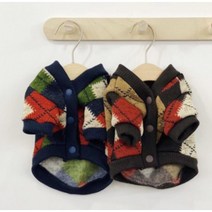 강아지 옷 따뜻한 의류 아가일 가디건, 네이비