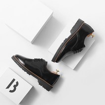 블리브 유광 블랙 남자 해군 단화 키높이 더비슈즈 4.5cm굽