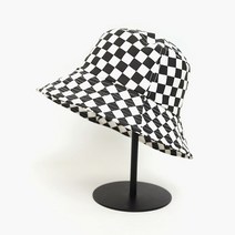 체커보드패턴벙거지모자 와이어챙모자 코튼 국내제작, 네이비