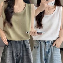 여성 여름 망고 골지 나시 민소매 나시티