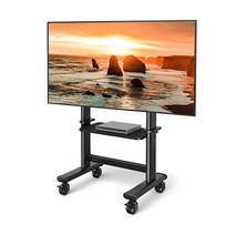 모바일 TV 카트 롤링 스탠드 바퀴 포함 최대 90 7kg(200파운드)의 55-98인치 LCD LED 플랫 커브 스크린용 튼튼한 휴대용 바닥 스탠드 대형 베이스 트롤리 높이 조절