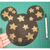 미키마우스 와펜 봉제식 귀여운 대형 패치 봉제식, 2 스팽글 미키마우스 스타일 와펜