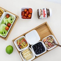 실용적인 세라믹 사각 나눔 접시 밤부 트레이 세트, 추가옵션 2 : 직사각접시 1