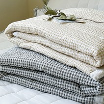 라지킹 킹 퀸 싱글 패드 여름 침대패드 시어서커 체크 누빔 이불패드 미끄럼방지, 차콜