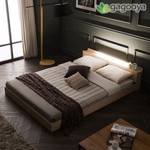 가구야 퀸 540 터치LED+USB 저상형침대, 그레이(라텍스탑 7존포켓매트리스)