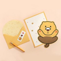 카카오프렌즈 춘식이 편지지 봉투 세트 감사 축하 100일 여자친구 남자친구 생일, 발라당