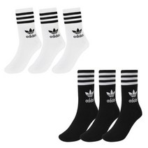 아디다스 아디다스 양말 미드컷 크루 삭스 3개입 화이트/블랙 2종 택1, S(220-240)