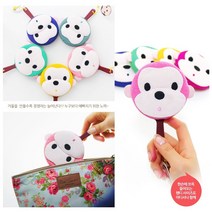 몽키 원숭이 캐릭터 미니 손거울 에티켓 필수품 손잡이거울, 레드