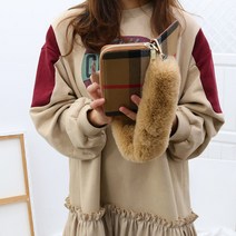 부드러운 퍼 스트랩 겨울 퍼 숄더 토트 핸들