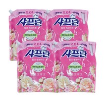 샤프란 핑크 센세이션 구연산 함유 스위트 로즈의 사랑스러운 향 일반 섬유유연제, 2.6L, 4개