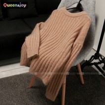 퀸앤조이 파스텔 앙고라 울혼방 골지 라운드넥 스웨터***판매자 퀸앤조이***