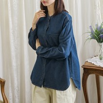 차이나 카라 오버핏 데님남방