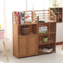 라탄 수납장 서랍장 수납함 미니 거실 선반 슬림 틈새 카페, 3개의 레이어, 베이지/4단