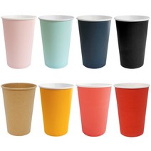 13온스 색깔 컬러 종이컵 100개 민트 핑크 레드 옐로우 네이비 블랙 크라프트, 베이비핑크