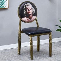 빈티지 복고풍 이미지 pu 소재 스툴 의자 등받이 화장대 의자, 블랙 먼로