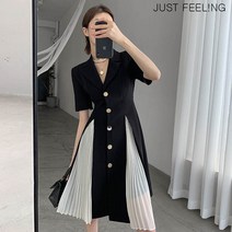 JUST FEEL!NG 빅사이즈/여름신상/반팔/하객룩/원피스/보이넥/트임/하프기장/결혼식원피스