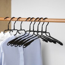 논슬립 어깨뿔방지 미끄럼방지 옷걸이 실리콘 코팅 스텐레스 10P, 블랙, 남성용 10P