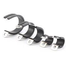 304 스테인레스 스틸 고무 라이닝 P 클립 케이블 장착 호스 파이프 클램프 2 피스, 01 55mm