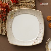한국도자기 사군자 12인치 사각접시 1p 본차이나 식기 그릇, 단품
