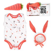 아띠빠스 국내생산 아기 바디 슈트+모자+딸랑이 인형 3종 세트