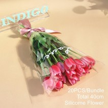 PCS 꽃 실리콘 노란색 튤립 꽃다발 리얼 터치 칼라 홈 부활절 선물 인공 결혼식-인디고, [01] pcs Poly Bag, [10]  piece per bunch