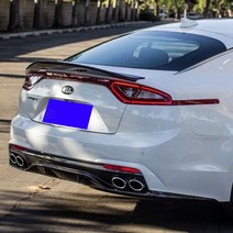 스팅어 스포일러 기아 k8 스팅거 에 사용 리얼 글로시 카본 파이버 리어 윙 r 스타일 스포츠 액세서리 바디 키트 스팅거 리어 14 19, 유광 블랙