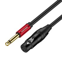 DREMAKE XLR 3핀 암 - TS 6.5mm 잭 0.6씨엠 CM(1/4인치) 언밸런스 상호 연결 패치 코드 3m(10피트) 6.35mm 모노 오디오 악기 케이블 노래방, 10FT/3.0M_Red