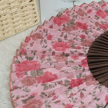 [토베] 장미 꽃무늬 접이식 부채 전통부채 예쁜 접부채, 핑크