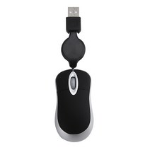 미니 USB 유선 마우스 개폐식 케이블 Tiny Small Mouse 1600 DPI 광학 소형 여행 마우스 Windows 98 2000 XP Vista Ve, 검정, 하나