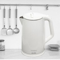 스테인레스 전기주전자 화이트 모던 대용량 여행용 무선 차