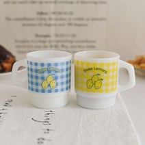Three Lemons 밀크 글라스 250ml 홈카페 유리 머그잔 집들이선물 생일선물 2Px1set, 옐로우1P+블루1Px3set