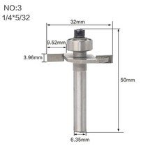 1/4 "생크 고품질" T 비스킷 조인트 슬롯 커터 조인트/슬로팅 라우터 비트 목재 작업, 03 NO3